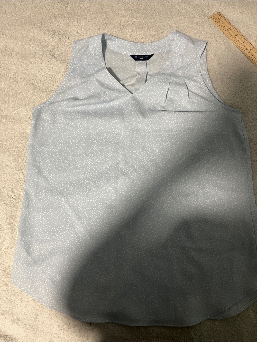 Denver Hayes Pale Blue Sleeveless Pleat-Front Camisole #A012